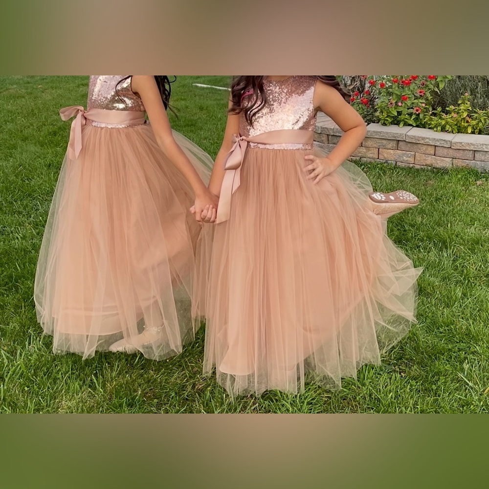 Sparkling Pink Tulle Dress with Satin Bow - Picture 7 of 9